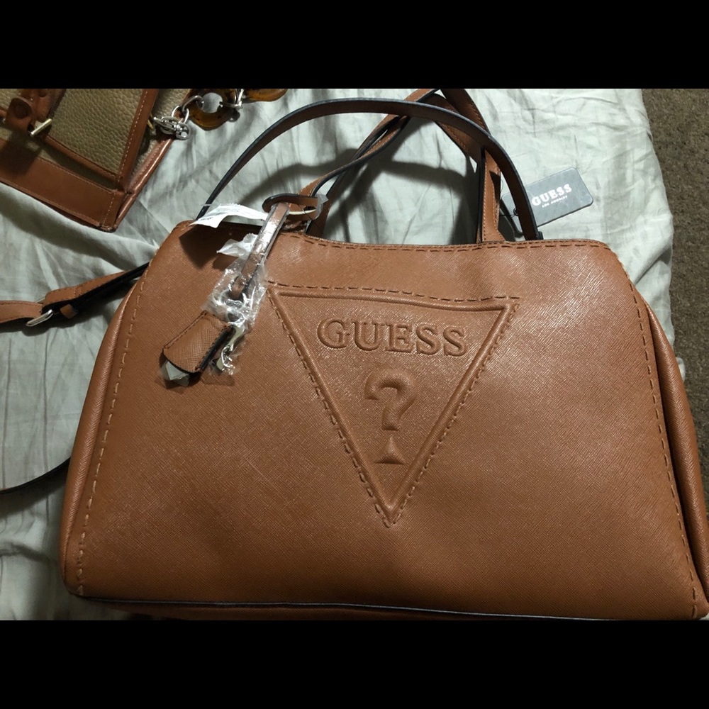 Brown leather guess purse